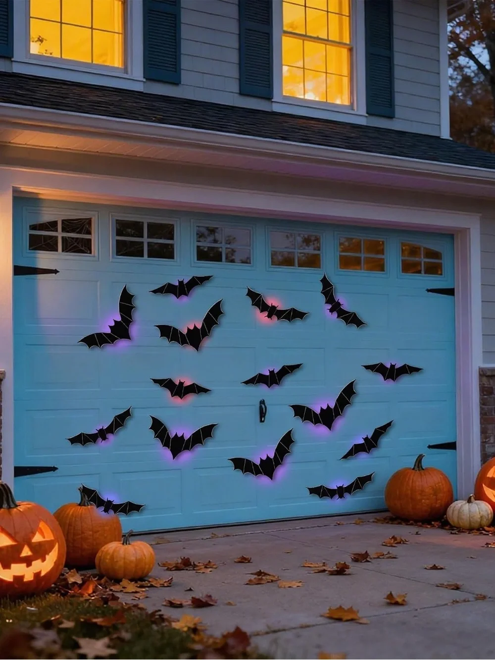 20 pack Halloween LED Bat Wall Decorations - Purple Black Party Accents